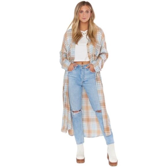 Show Me Your MuMu Plaid Button Down Shirt Dress - Picture 2 of 7